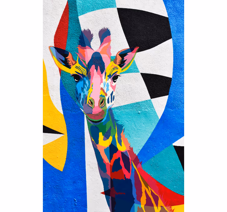 Store enrouleur bureau girafe colorée abstraite - TenStickers