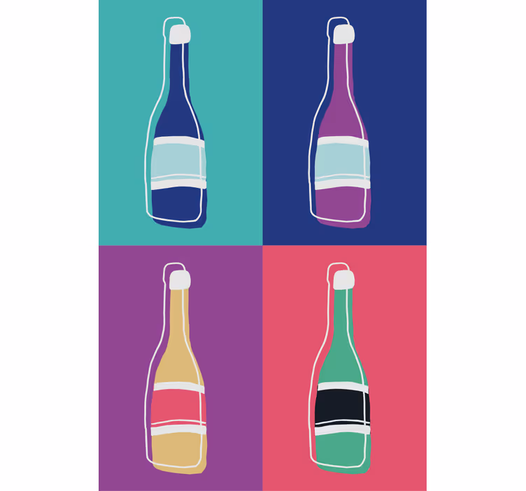 Store enrouleur bureau bouteilles de champagne pop art - TenStickers