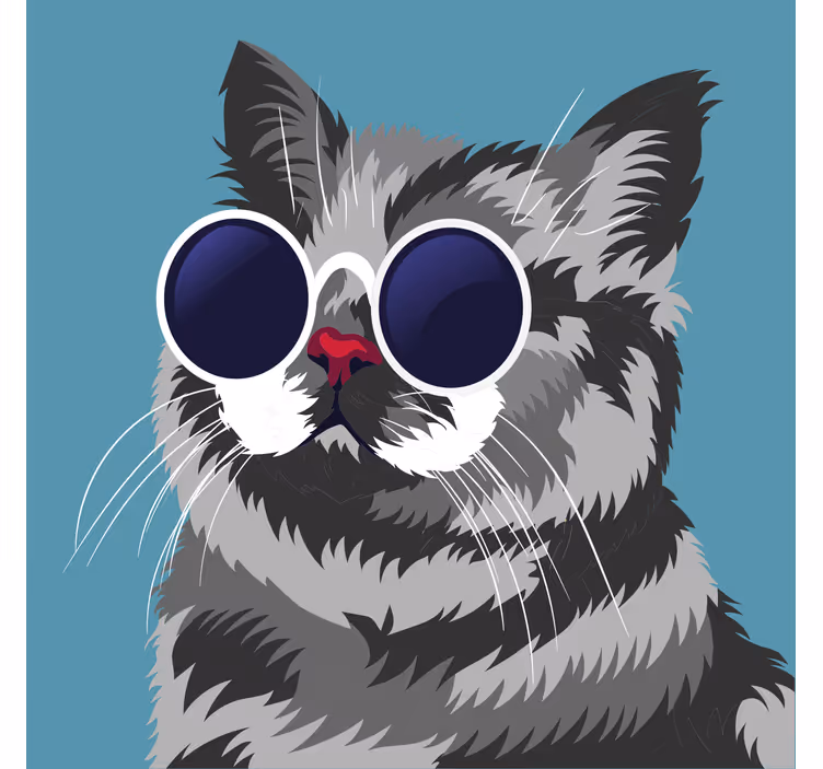 Store enrouleur bureau tableau amusant chat gris - TenStickers