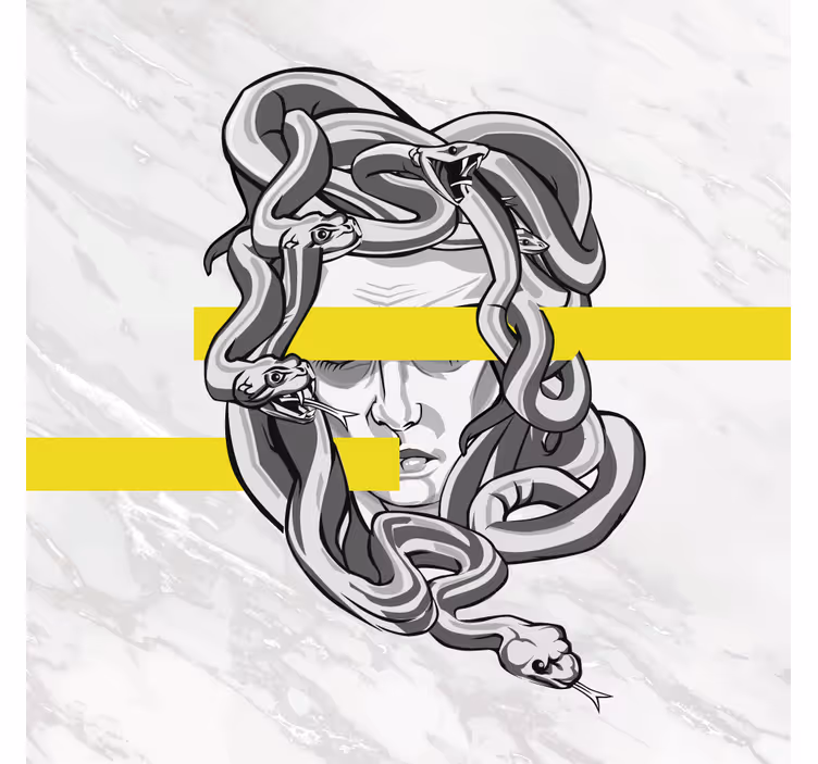 Store enrouleur bureau méduse blanche à rayures jaunes - TenStickers