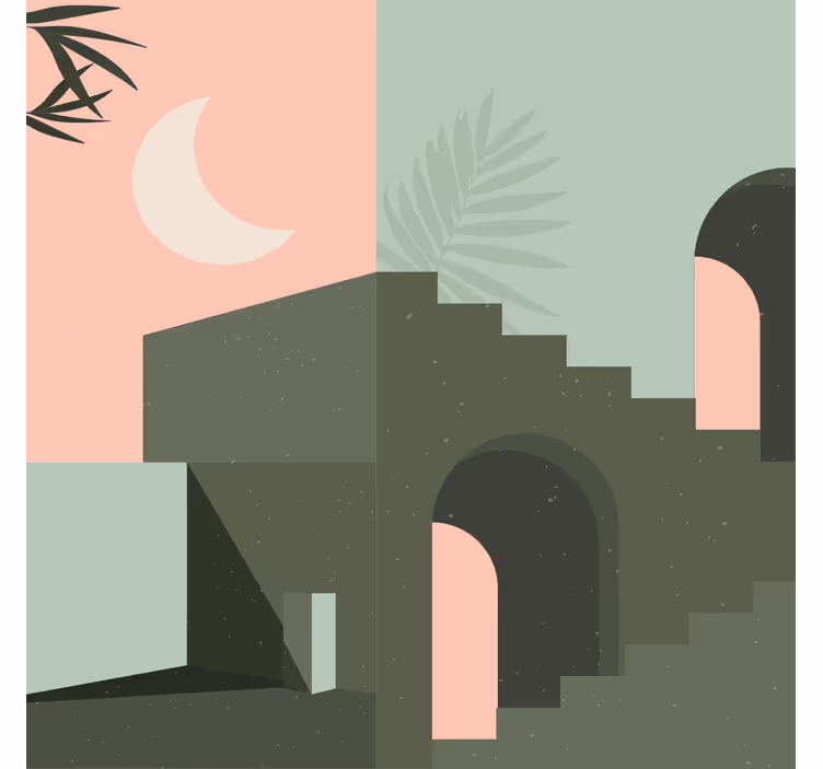 Store enrouleur bureau formes murales roses et turquoises - TenStickers