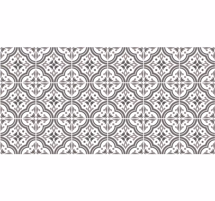 Store enrouleur gris carreaux et fleurs - TenStickers