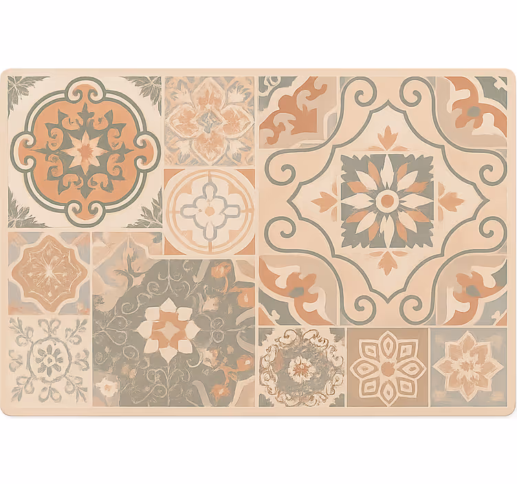Store enrouleur beige carreaux de ciment plusieurs tailles - TenStickers