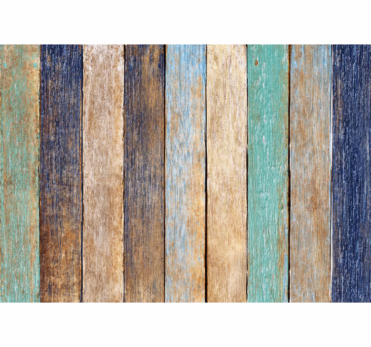 Store enrouleur chambre planches en bois colorées - TenStickers