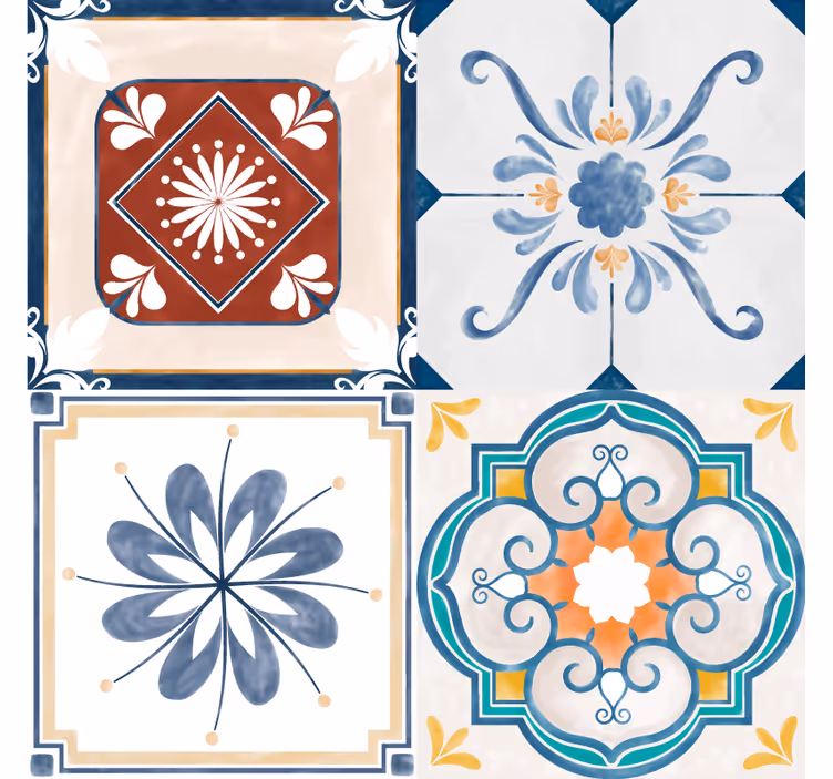 Store enrouleur chambre carreaux de faïence vintage - TenStickers