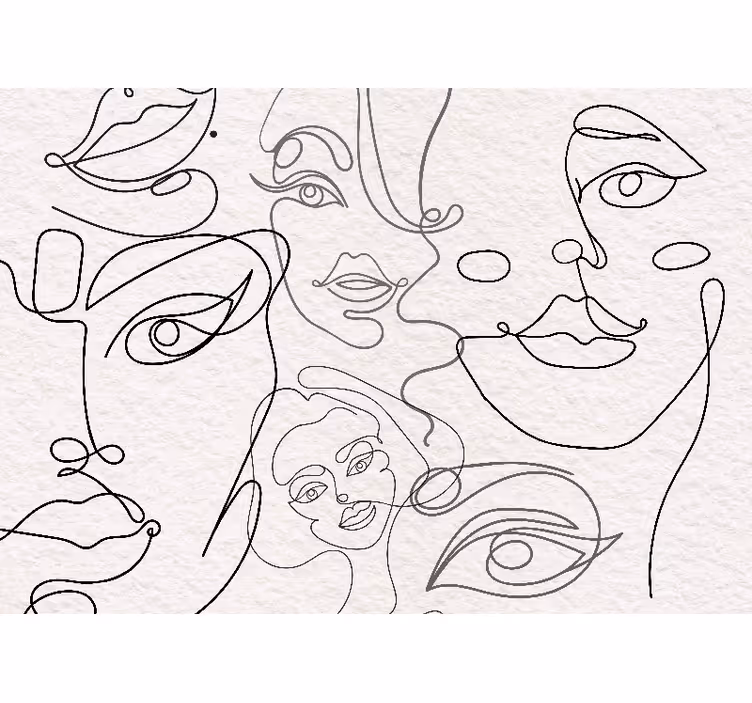 Store enrouleur blanc visages minimalistes lineart - TenStickers