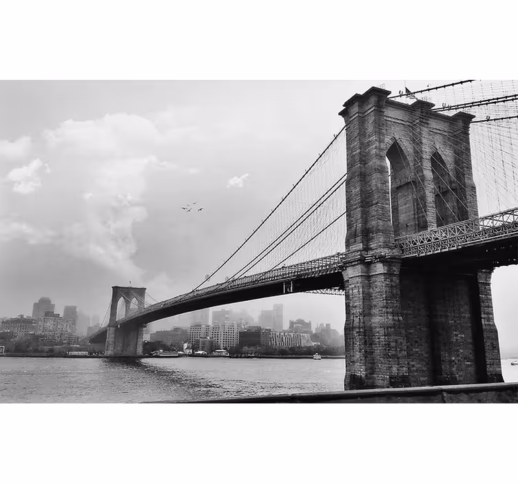 Store enrouleur gris murale salon pont de new york - TenStickers