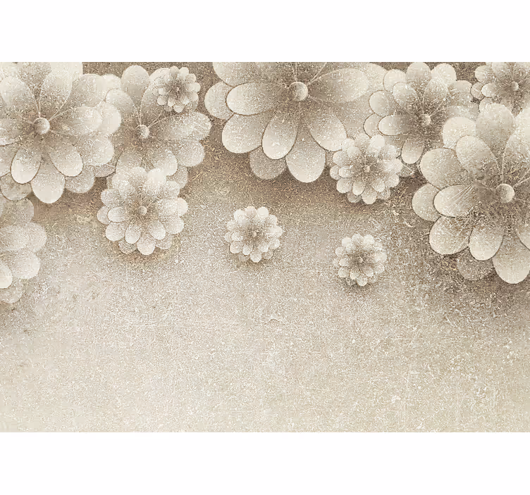 Store enrouleur beige effet fleurs 3d gris - TenStickers