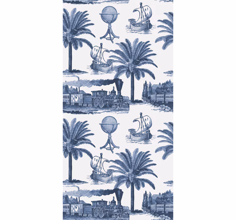 Store à enrouleur vintage motif français bleu - TenStickers