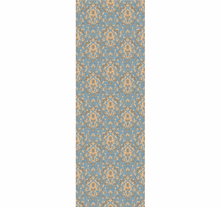 Store à enrouleur vintage motif feuilles turquoise et or - TenStickers