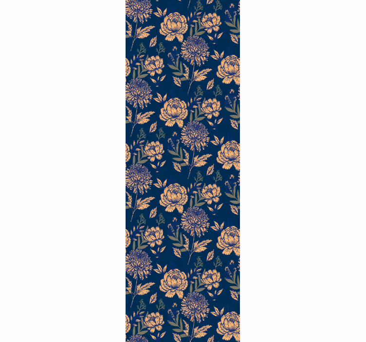 Store à enrouleur vintage motif bleu et jaune provincial - TenStickers