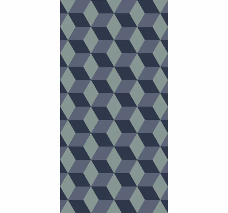 Store à enrouleur vintage motif cubes rétro bleu - TenStickers