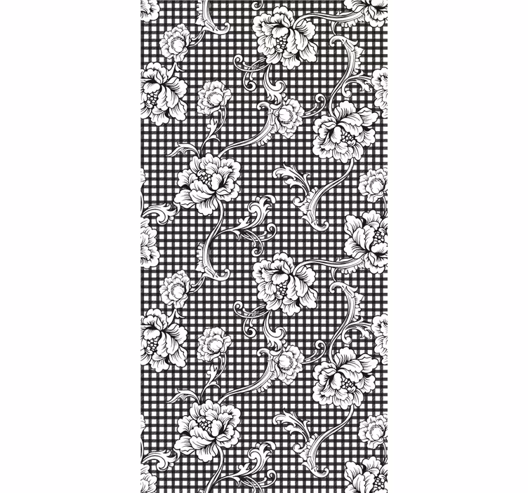 Store à enrouleur vintage à carreaux vichy noir et blanc - TenStickers