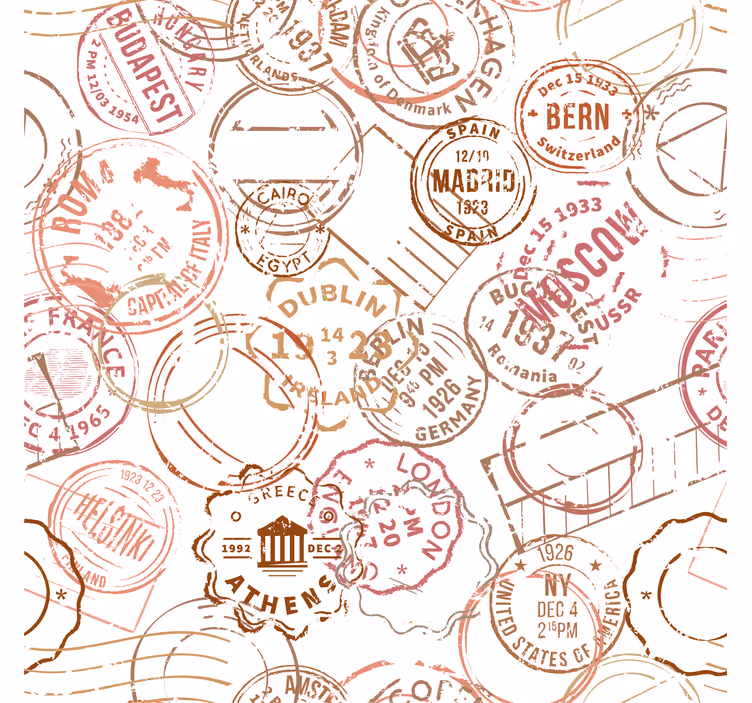 Store à enrouleur vintage timbres rétro - TenStickers