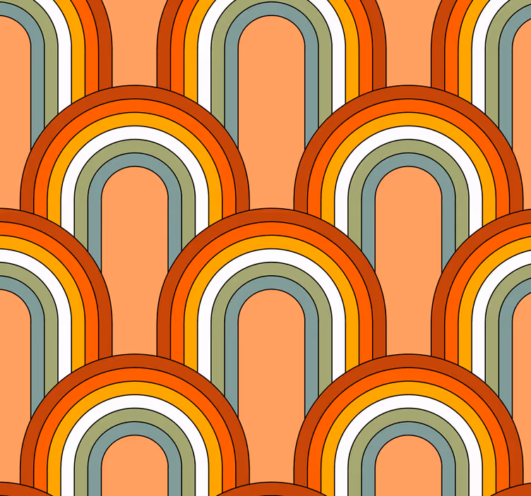 Store à enrouleur vintage motif arc-en-ciel des années 70 - TenStickers
