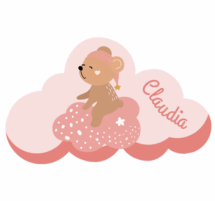 Store enrouleur rose tapis vinyle ours nom rose nordique - TenStickers