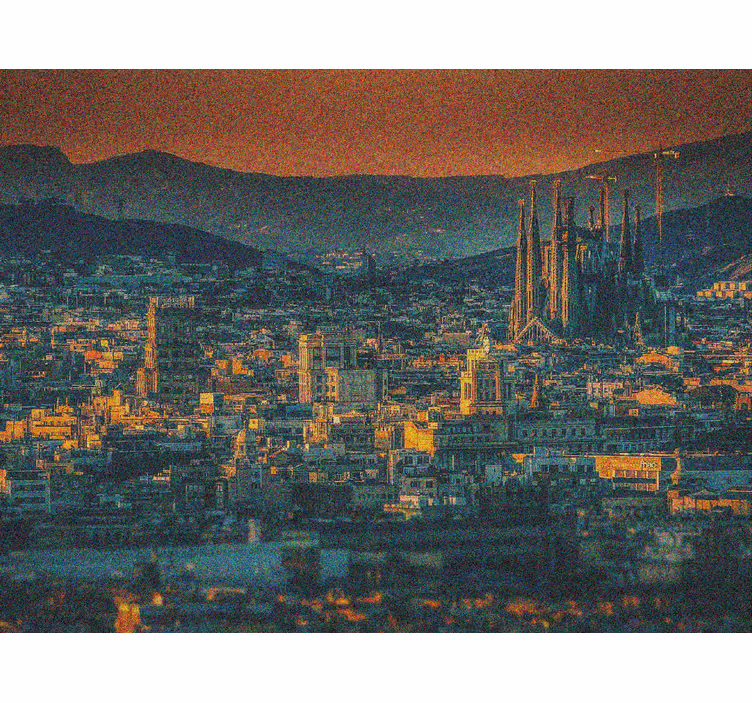 Store enrouleur bureau barcelone vue aérienne nuit - TenStickers