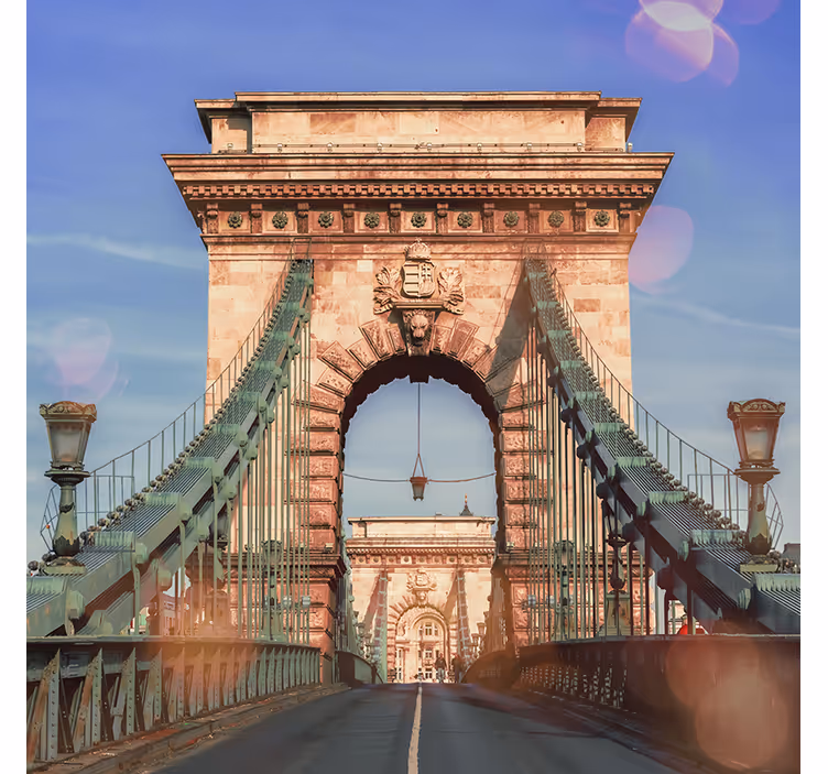 Store enrouleur bureau vue panoramique du pont de budapest - TenStickers