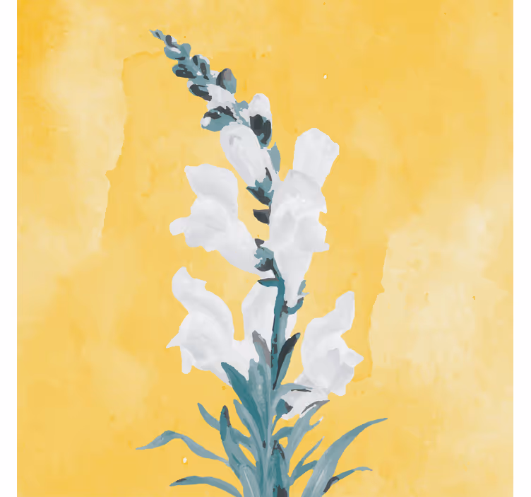 Store enrouleur bureau fleurs blanches fond jaune - TenStickers