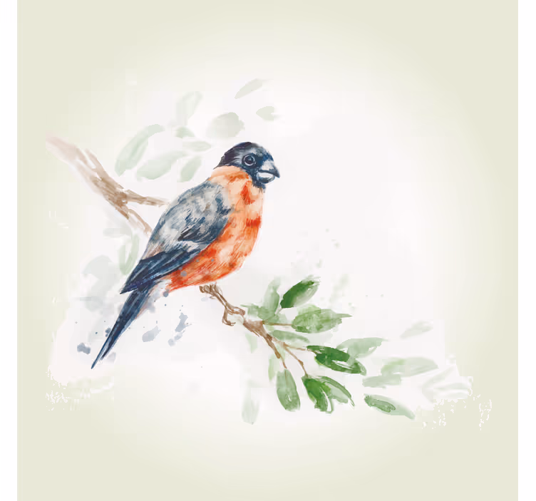 Store enrouleur bureau tableau pastel oiseau branche - TenStickers