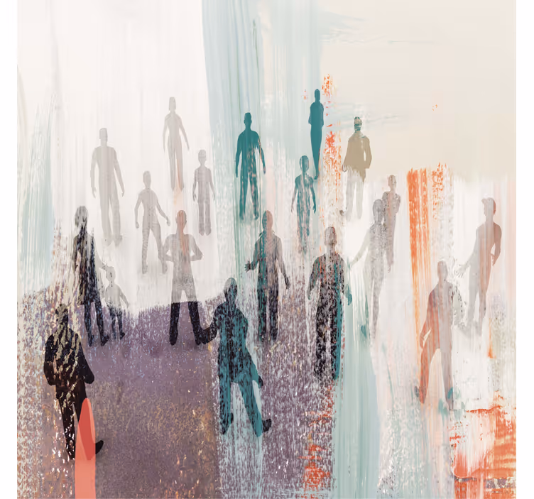 Store enrouleur bureau peinture abstraite de personnes - TenStickers