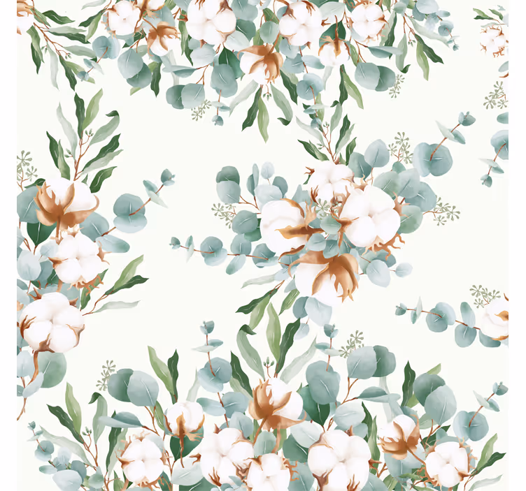 Store enrouleur bureau style shabby chic plantes coton - TenStickers