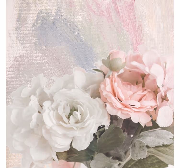 Store enrouleur bureau fleurs blanches et roses shabby chic - TenStickers