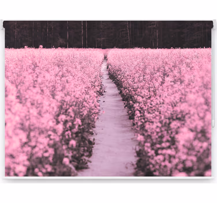 Store enrouleur bureau champ élégant de fleurs roses - TenStickers