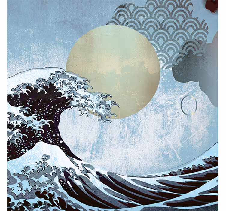 Store enrouleur bureau art oriental des vagues - TenStickers