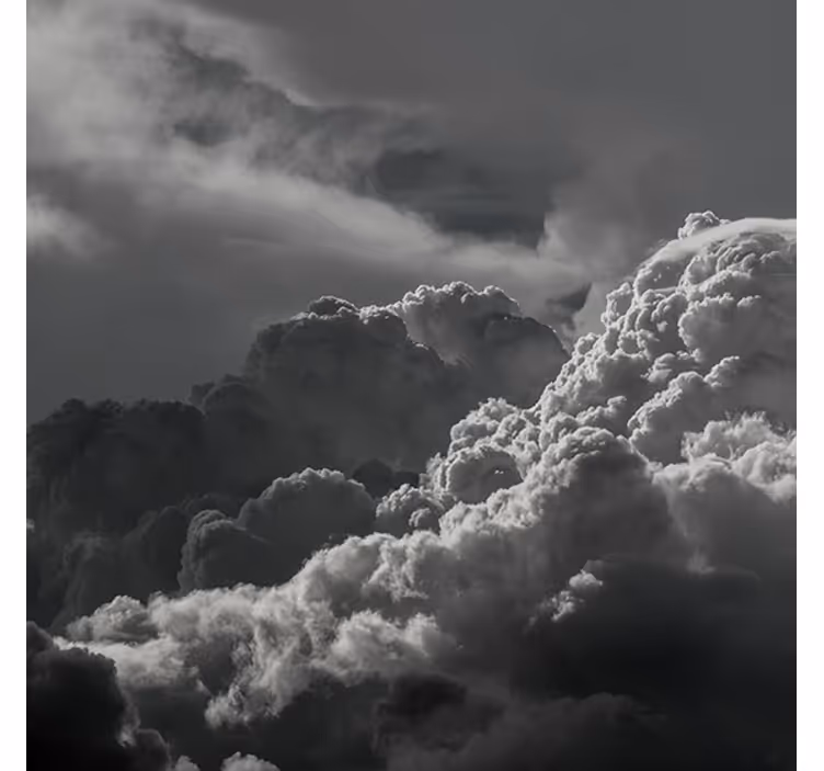 Store enrouleur bureau ciel noir et blanc avec nuages - TenStickers
