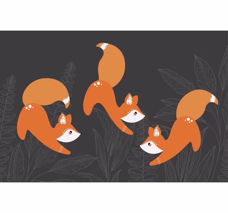 Store enrouleur bureau renards scandinaves en forêt - TenStickers