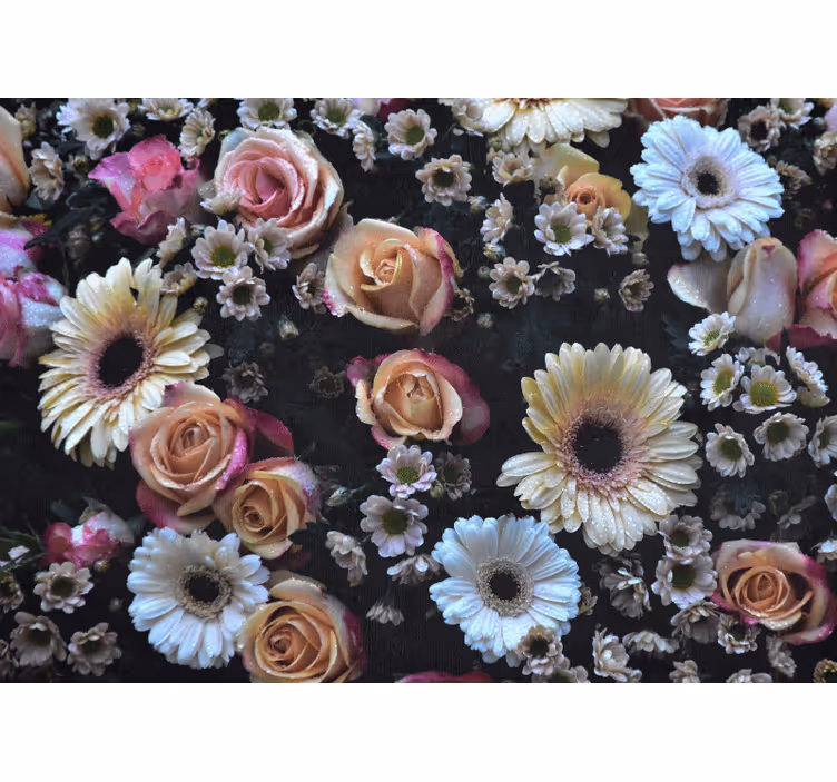 Store enrouleur chambre style élégant grandes fleurs - TenStickers