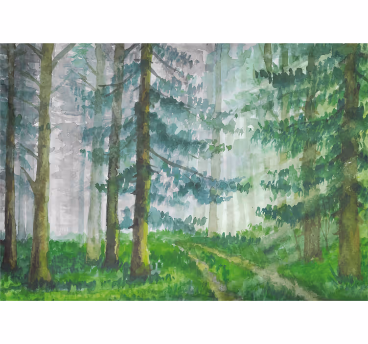 Store enrouleur bureau forêt conifères scandinave - TenStickers
