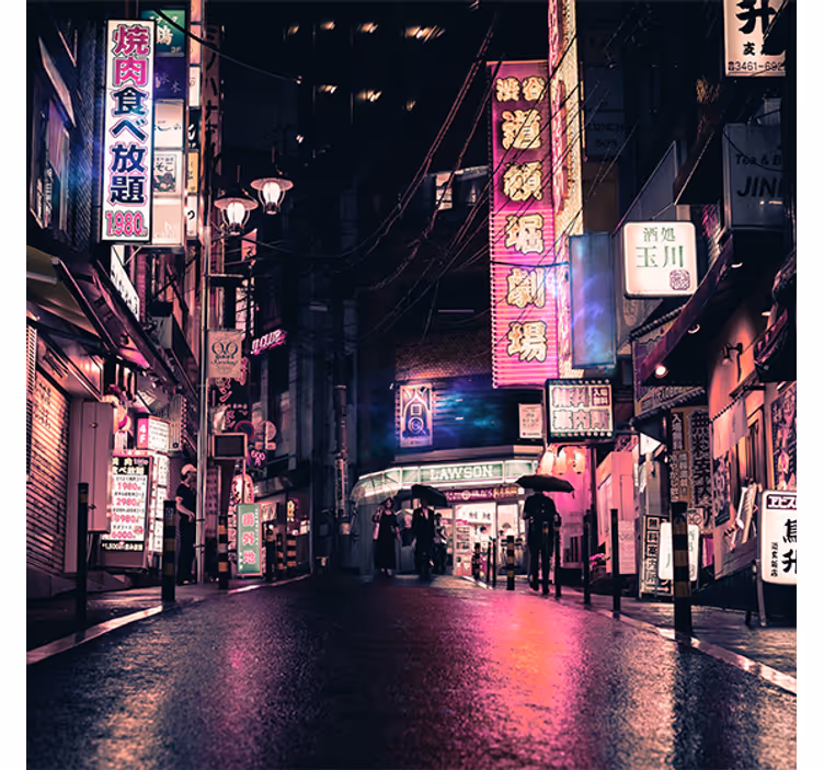 Store enrouleur bureau paysage urbain coucher de soleil - TenStickers