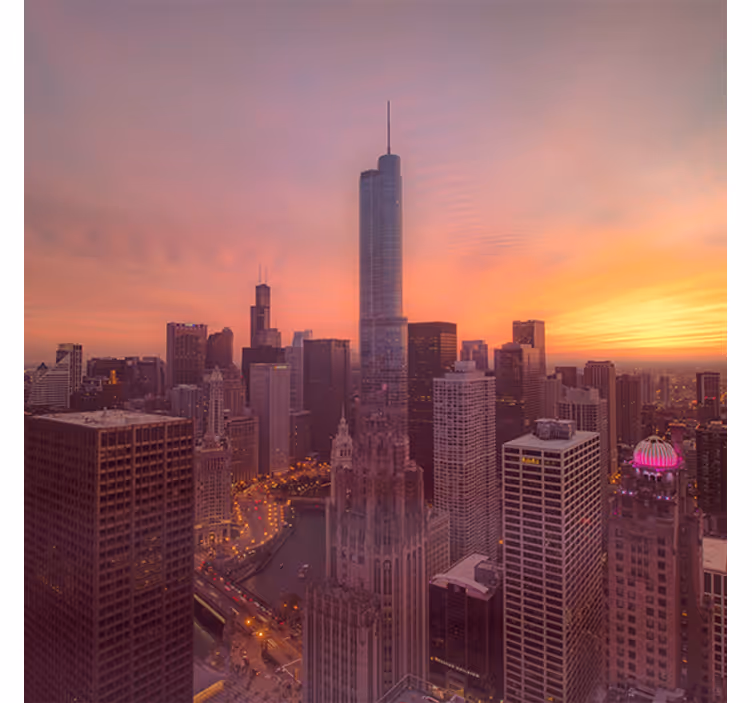 Store enrouleur bureau coucher de soleil à new york - TenStickers