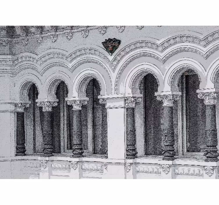 Store enrouleur bureau architecture ancienne 3d - TenStickers