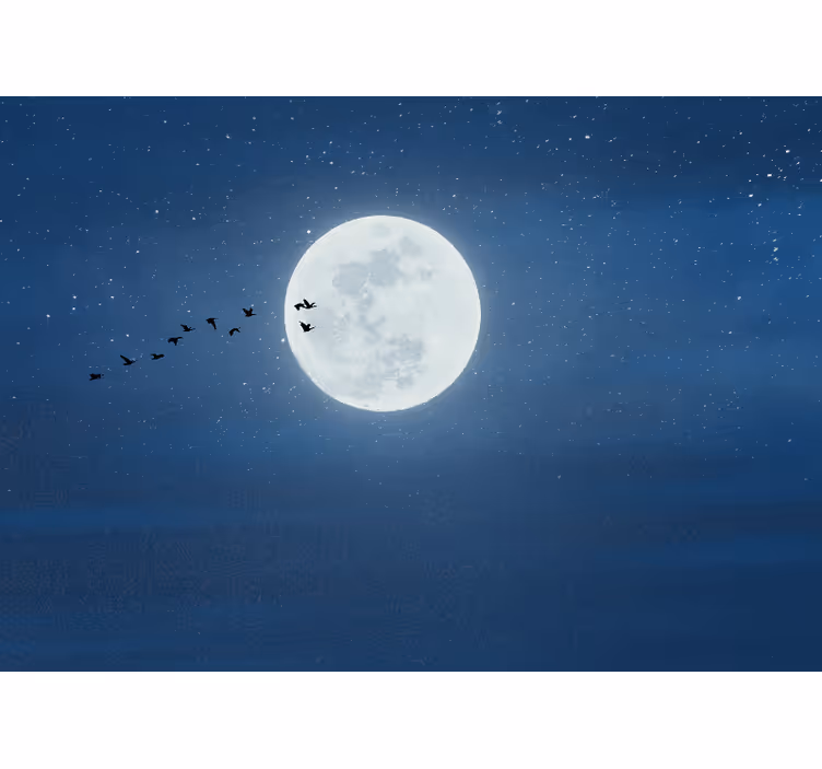 Store enrouleur bureau pleine lune et ciel - TenStickers