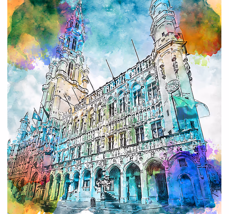 Store enrouleur bureau aquarelle grand place bruxelles - TenStickers