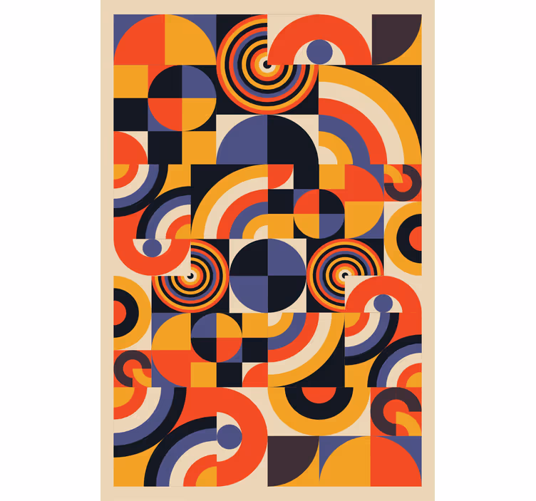 Store enrouleur bureau cercles bauhaus colorés - TenStickers