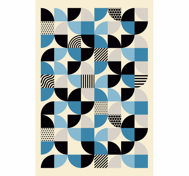 Store enrouleur bureau motif bauhaus bleu rétro - TenStickers