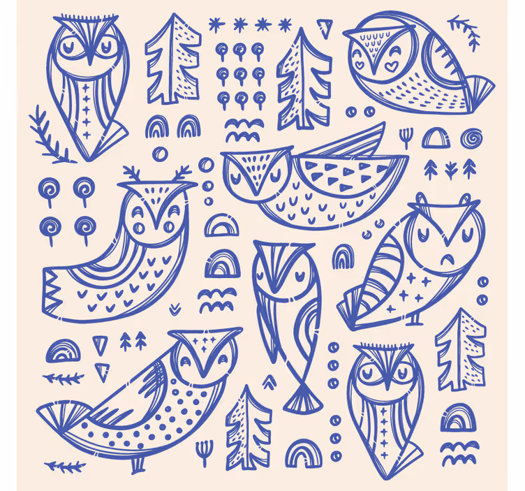 Store enrouleur chambre illustration de chouette bleue - TenStickers