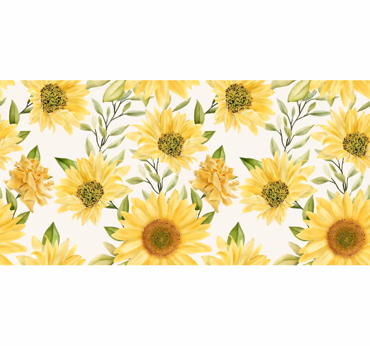 Store enrouleur chambre tournesols fond blanc - TenStickers