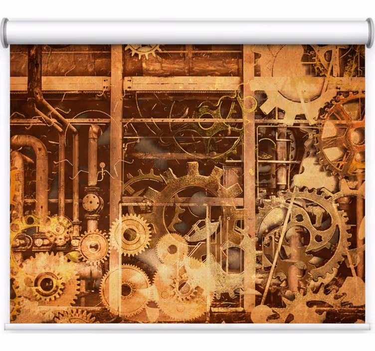 Store enrouleur chambre tuyaux industriels 3d dorés - TenStickers