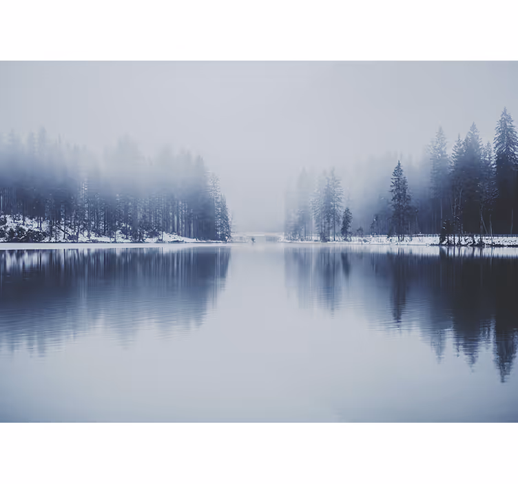 Store enrouleur blanc forêt brumeuse d'hiver - TenStickers