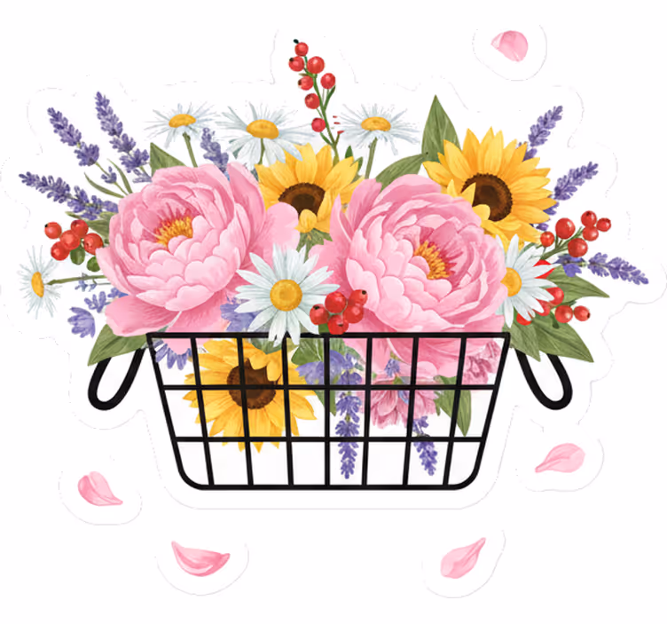 Store enrouleur blanc panier fleuri élégant - TenStickers