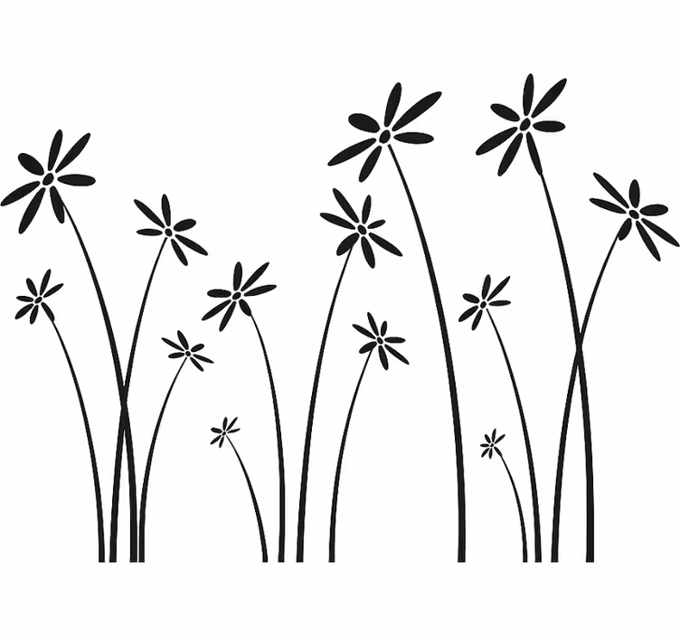 Store enrouleur blanc fleurs noires hautes - TenStickers