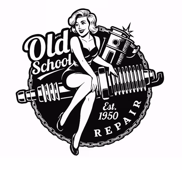 Store enrouleur bureau pin-up vintage garage - TenStickers
