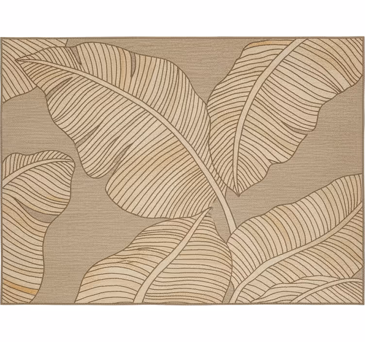 Store enrouleur bureau design grandes feuilles beiges - TenStickers