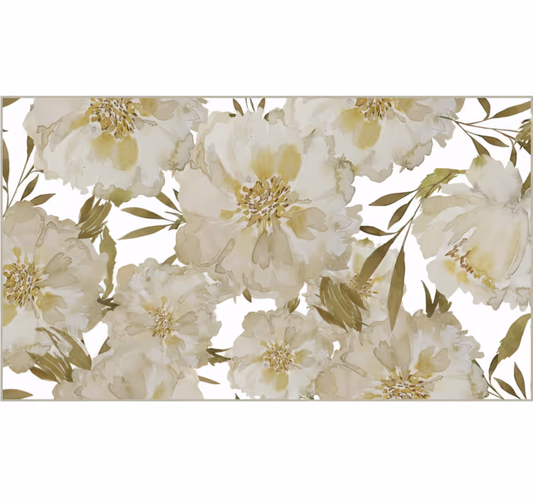 Store enrouleur bureau fleurs blanches grandes - TenStickers