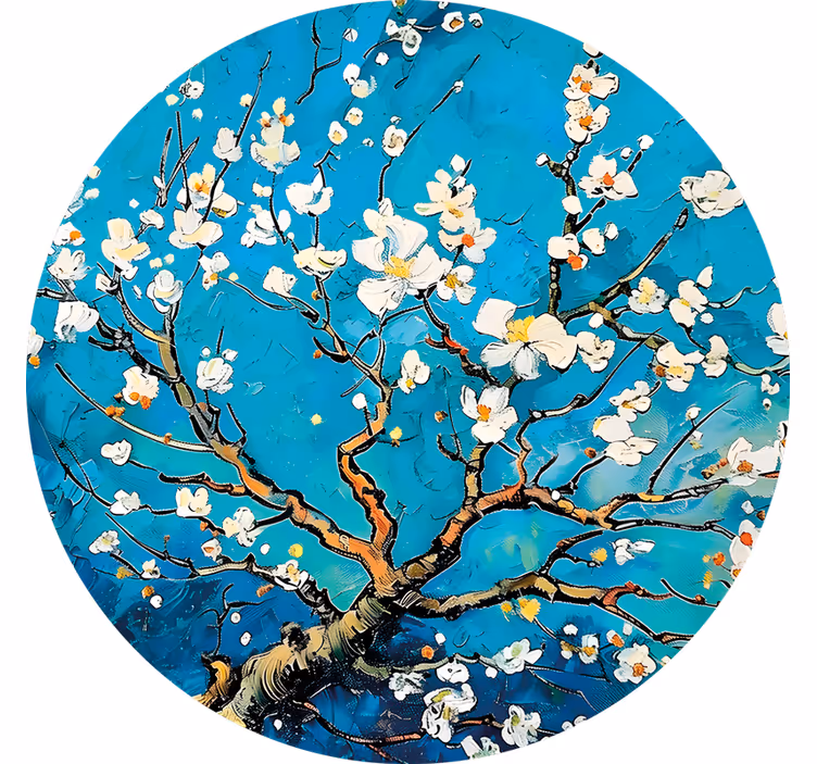 Store enrouleur chambre motif floral bleu rond - TenStickers
